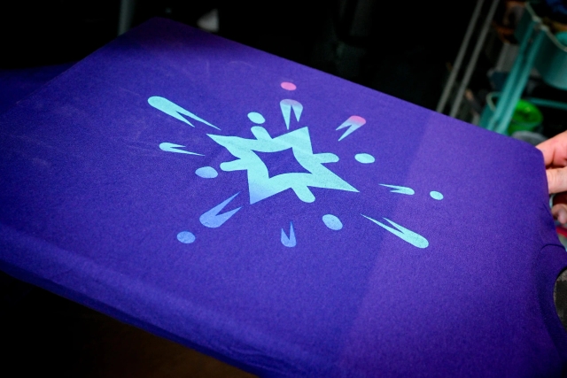 Closeup of a purple Starlight t-shirt.